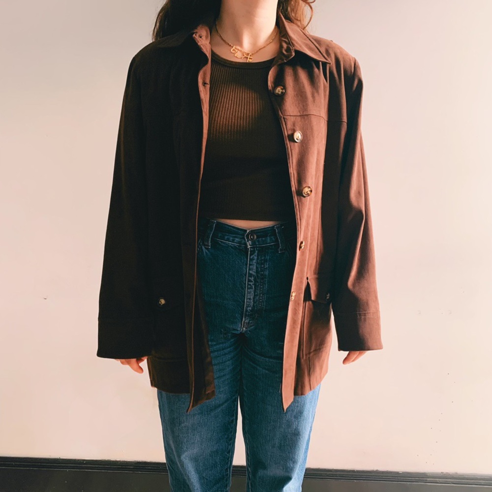 Millers chocolate brown suede feel jacket - Picture 2 of 4